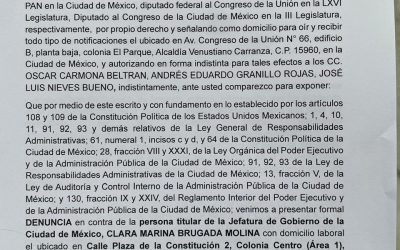 FORMALIZA PAN DENUNCIA CONTRA CLARA BRUGADA Y RAÚL BASULTO POR DESVÍO DE RECURSOS CDMX